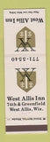 Matchbook Cover - West Allis Inn WI