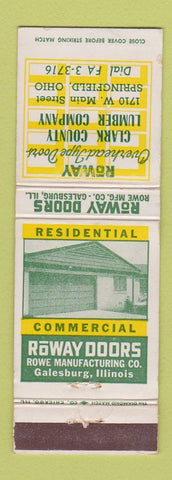 Matchbook Cover - Clark County Lumber Roway Doors Springfield OH