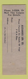 Matchbook Cover - Alexander Lumber Wichita KS