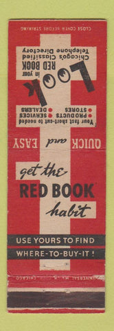 Matchbook Cover - Red Book Phone Book telephone Chicago IL WEAR