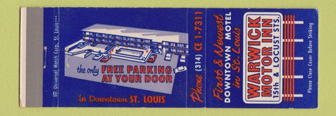 Matchbook Cover - Warwick Motor Inn St Louis MO