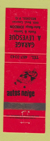 Matchbook Cover - Garage A Levesque Beloeil QC Snowmobiles