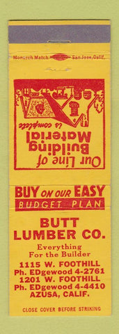Matchbook Cover - Butt Lumber Azusa CA