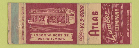 Matchbook Cover - Altas Lumber Detroit MI WORN