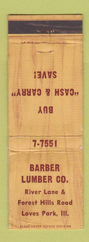 Matchbook Cover - Barber Lumber Loves Park IL WORN