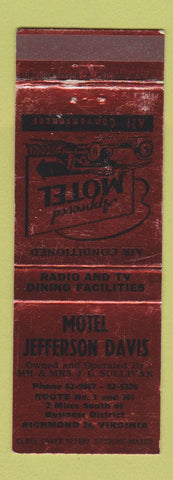 Matchbook Cover - Motel Jefferson Davis Richmond VA
