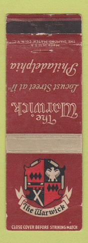 Matchbook Cover - Warwick Hotel Philadelphia PA