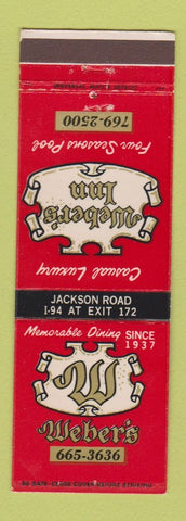 Matchbook Cover - Weber's Inn Ann Arbor MI