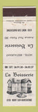 Matchbook Cover - La Boisserie Hotel Restaurant Belgium WEAR