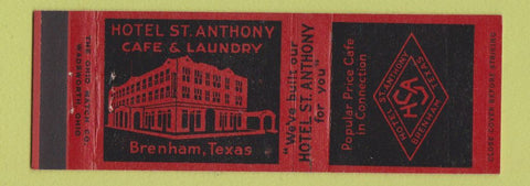 Matchbook Cover - Hotel St Anthony Trenham TX