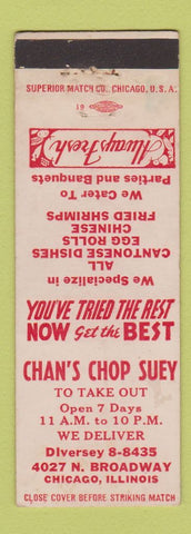 Matchbook Cover - Chan's Chop Suey Chicago IL Chinese