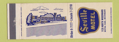 Matchbook Cover - Seville Motel Royal Oak MI