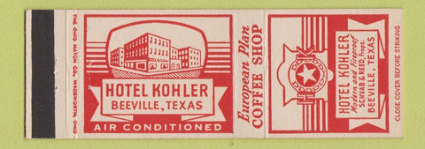 Matchbook Cover - Hotel Kohler Beeville TX