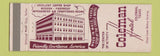 Matchbook Cover - Coleman Hotel Coleman TX