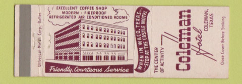 Matchbook Cover - Coleman Hotel Coleman TX