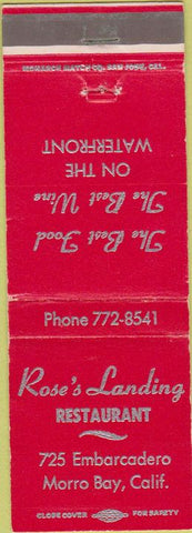 Matchbook Cover - Rose's Landing Morro Bay CA