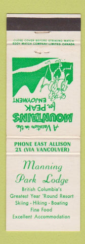 Matchbook Cover - Manning Park Lodge Allison BC