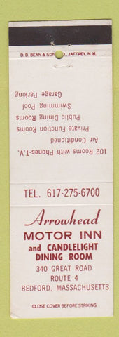 Matchbook Cover - Arrowhead Motor Inn Bedford MA DD Bean