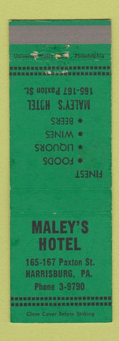 Matchbook Cover - Maley's Hotel Harrisburg PA WEAR