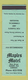 Matchbook Cover - Maples Motel Sussex NB WEAR GREEN