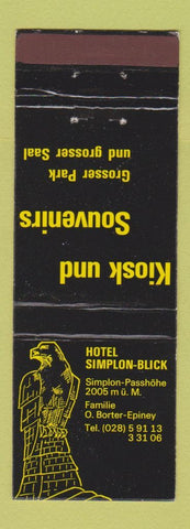 Matchbook Cover - Hotel Simplon Blick Simplon Passhohe Switzerland