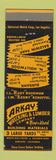 Matchbook Cover - Arkay Wrecking Lumber Burbank North Hollywood CA