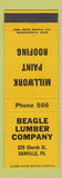 Matchbook Cover - Beagle Lumber Danville PA