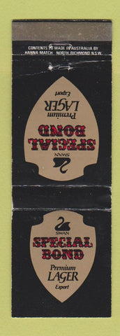 Matchbook Cover - Swan Special Bond Beer Australia WEAR
