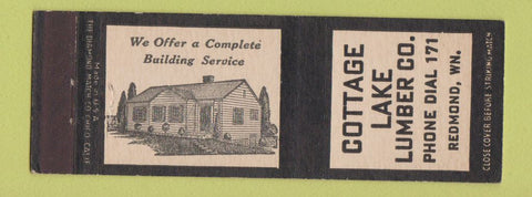 Matchbook Cover - Cottage Lake Lumber Redmond WA