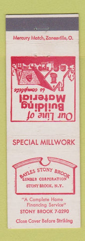 Matchbook Cover - Bayles Stony Brook Lumber Stony Brook NY