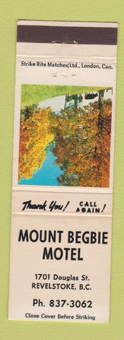 Matchbook Cover - Mount Begbie Motel Revelstoke BC