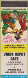 Matchbook Cover - Union Depot Cafe Atlantic IA hillbilly