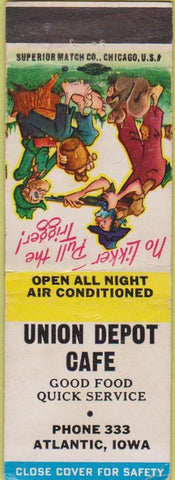 Matchbook Cover - Union Depot Cafe Atlantic IA hillbilly