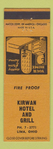 Matchbook Cover - Kirwan Hotel and Grill Lima OH