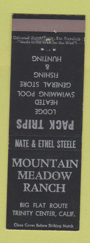 Matchbook Cover - Mountain Meadow Ranch Trinity Center CA
