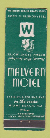Matchbook Cover - Malvern Motel Miami Beach FL WEAR