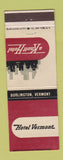Matchbook Cover - Hotel Vermont Burlington VT Knott
