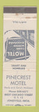 Matchbook Cover - Pinecrest Motel Jonesville MI WEAR