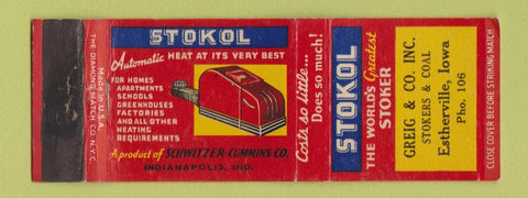 Matchbook Cover - Stokol Stoker Greig Estherville IA WEAR