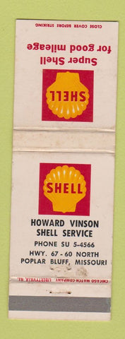 Matchbook Cover - Shell oil gas Howard Vinson Poplar Bluff MO WEAR