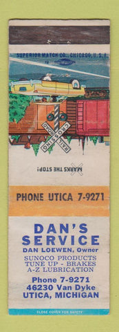 Matchbook Cover - Dan's Sunoco oil gas Utica MI WORN