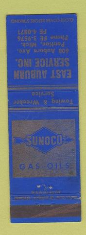Matchbook Cover - Sunoco oil gas East Auburn Pontiac MI