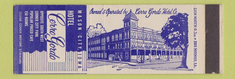 Matchbook Cover - Hotel Cerro Gordo Mason City IA
