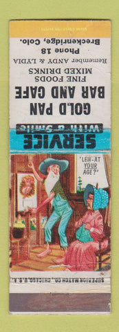 Matchbook Cover - Gold Pan Bar Cafe Breckenridge Colorado hillbilly POOR