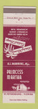 Matchbook Cover - Princess Martha Restaurant St Petersburg FL