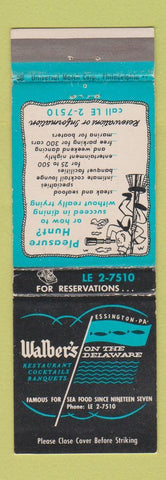 Matchbook Cover - Walber's Restaurant Essington PA WEAR