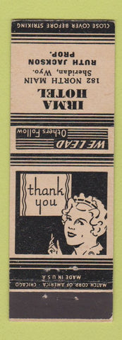Matchbook Cover - Irma Hotel Sheridan WY