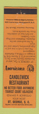 Matchbook Cover - Candlewick Restaurant St George SC Perkins Americana ORANGE