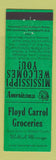 Matchbook Cover - Floyd Carrol Grocery Walthall MS Perkins Americana GREEN