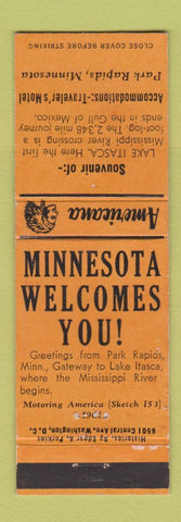 Matchbook Cover - Traveler's Motel Park Rapids MN Perkins Americana ORANGE